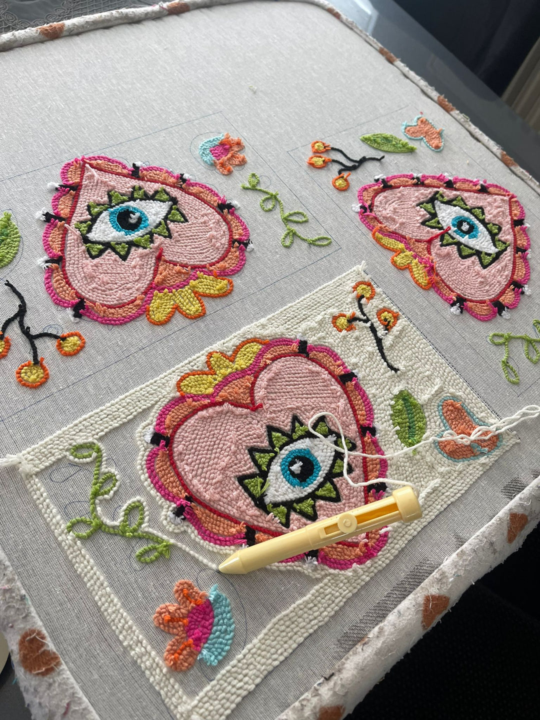 Handmade Clutch Tasche Punch needle Technick