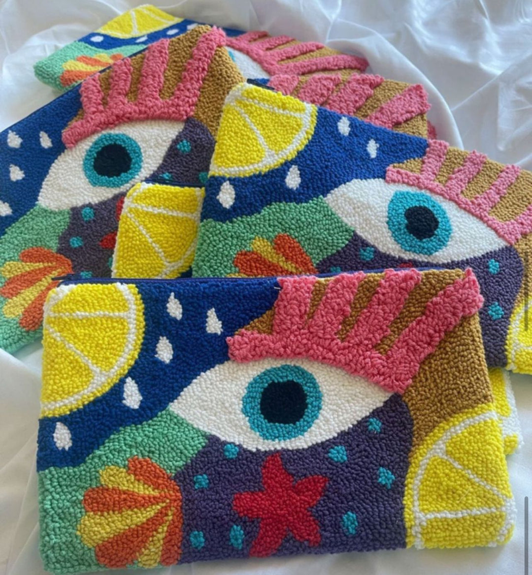Handmade Clutch Tasche Punch needle Technick