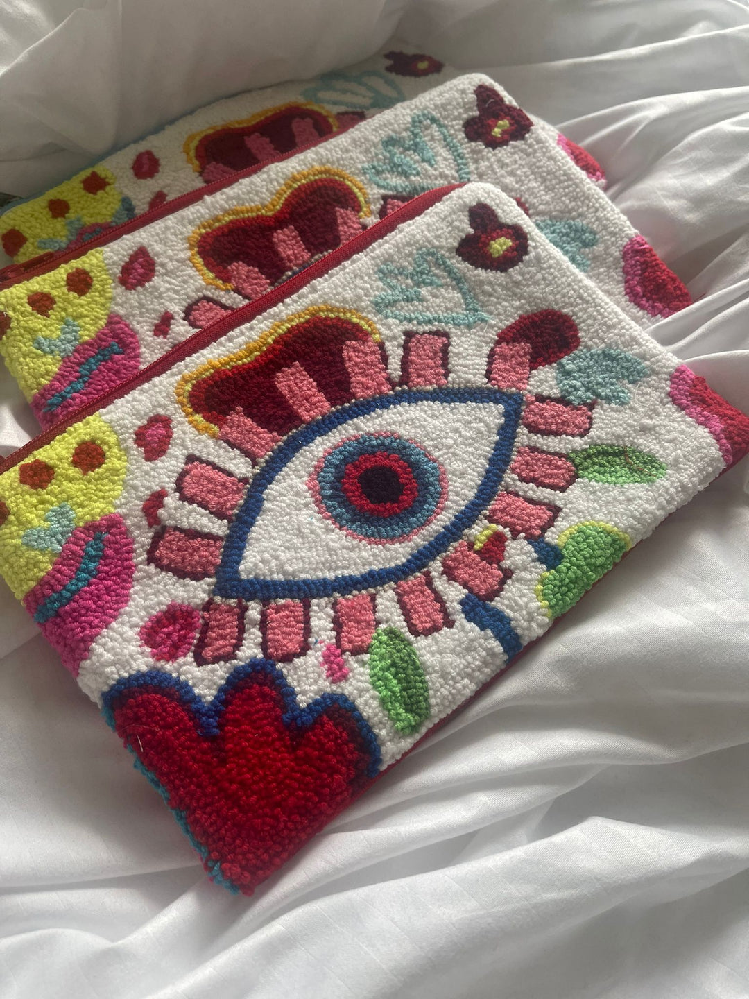 Handmade Clutch Tasche Punch needle Technick