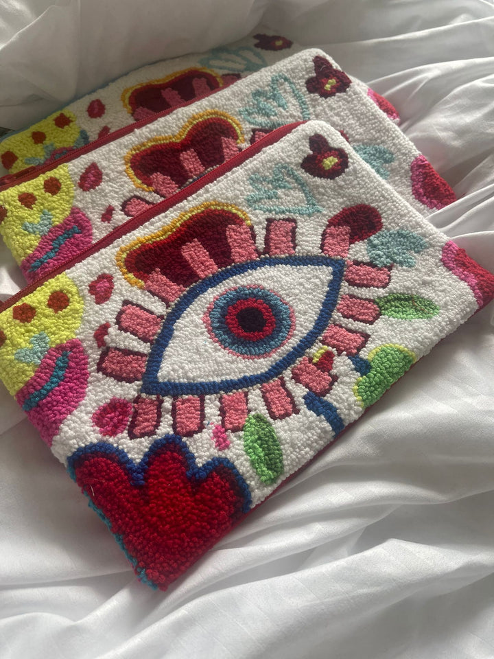 Handmade Clutch Tasche Punch needle Technick